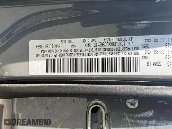 2020 Jeep Cherokee High Altitude z VIN 1C4PJMDXXLD562415, wystawiony jako Copart lot #48685715 z przebiegiem 140 404 mil mil oraz Czysty tytuł • Clean title. Historia ofert i sprzedaży dostępna na DreamBid. Obrazek 10.