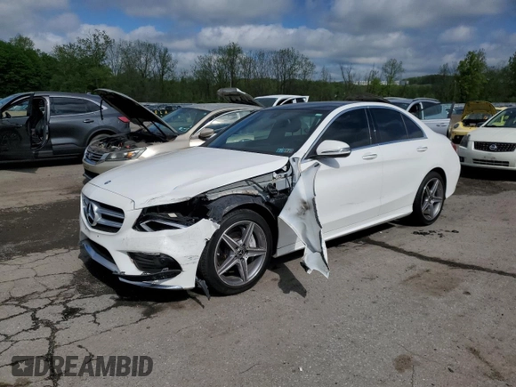 2017 Mercedes-Benz C 300 with VIN 55SWF4KB2HU226485, listed as a Copart auction lot 55952755 with 62,589 mi miles and Salvage title. Bid and sale history available at DreamBid. Image 1.