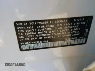 2019 Volkswagen Arteon SE с VIN WVWBR7ANXKE024264, выставлен на аукционе Copart как лот 49172844 с пробегом 81 034 миль миль и . История ставок и продаж доступна на DreamBid. Изображение 12.