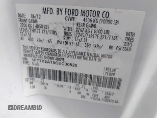 2012 Ford F-250 XLT with VIN 1FT7X2AT5CEC30526, listed as a IAAI auction lot 42029825 with 263,897 mi miles and . Bid and sale history available at DreamBid. Image 9.