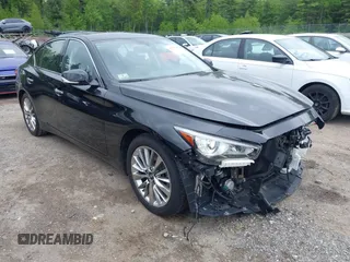 2021 Infiniti Q50 Luxe with VIN JN1EV7BR9MM754947, listed as a IAAI auction lot 42351064 with 23,534 mi miles and . Bid and sale history available at DreamBid. Image 1.