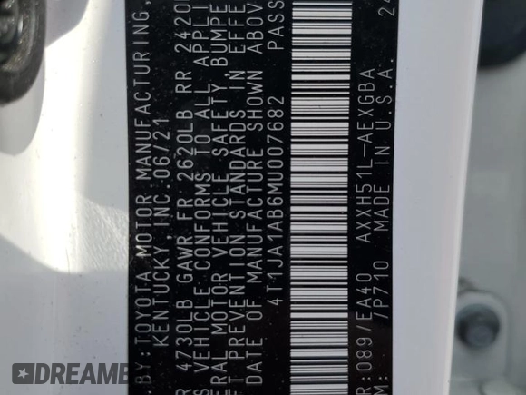 2021 Toyota Avalon Hybrid XLE z VIN 4T1JA1AB6MU007682, wystawiony jako Copart lot #72820894 z przebiegiem 20 585 mil mil oraz Szkoda całkowita • Salvage title. Historia ofert i sprzedaży dostępna na DreamBid. Obrazek 14.