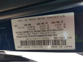 2015 Mazda 6 i Touring with VIN JM1GJ1V61F1170532, listed as a IAAI auction lot 42078436 with 154,630 mi miles and . Bid and sale history available at DreamBid. Image 9.