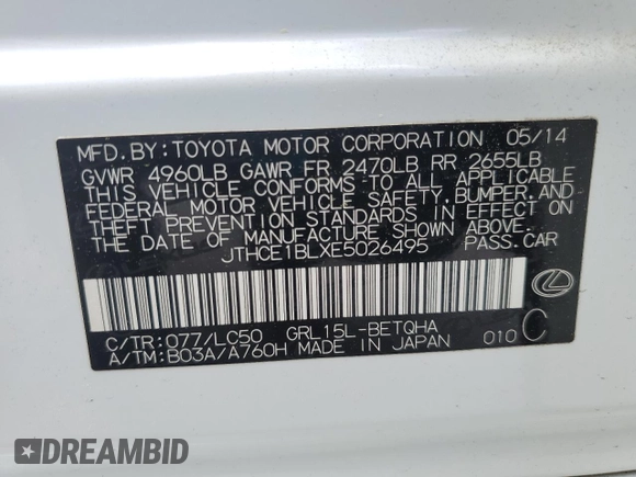 2014 Lexus GS 350 z VIN JTHCE1BLXE5026495, wystawiony jako Copart lot #54773625 z przebiegiem 124 382 mil mil oraz Szkoda całkowita • Salvage title. Historia ofert i sprzedaży dostępna na DreamBid. Obrazek 12.