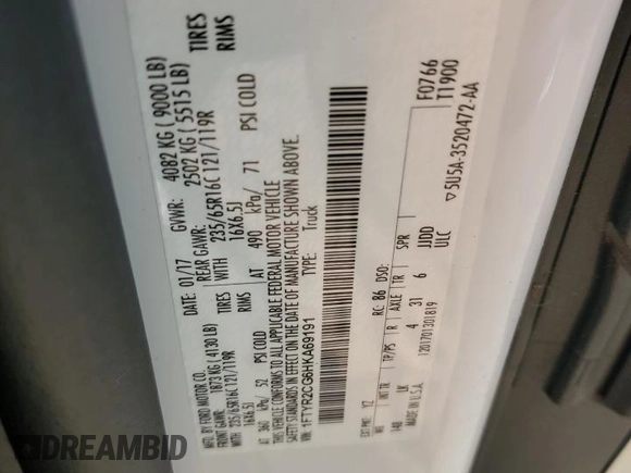 2017 Ford Transit z VIN 1FTYR2CG6HKA69191, wystawiony jako Copart lot #89069345 z przebiegiem 30 038 mil mil oraz Szkoda całkowita • Salvage title. Historia ofert i sprzedaży dostępna na DreamBid. Obrazek 13.