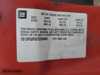 2003 Chevrolet Cavalier LS with VIN 1G1JF52F837290400, listed as a Copart auction lot 71530374 with 0 mi miles and Salvage Title. Bid and sale history available at carsss.com. Image 13.