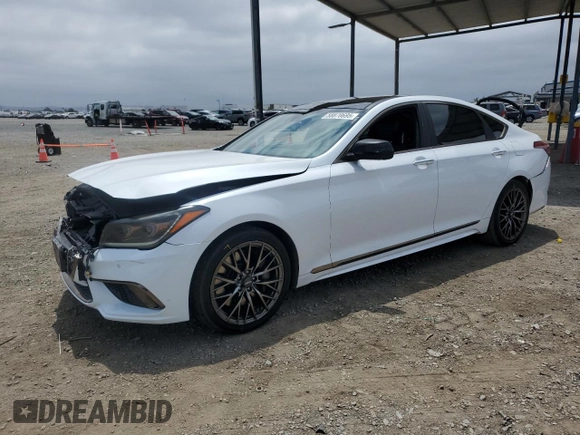2018 Genesis G80 Sport with VIN KMHGN4JB2JU237330, listed as a Copart auction lot 58870695 with 61,417 mi miles and Salvage title. Bid and sale history available at DreamBid. Image 1.