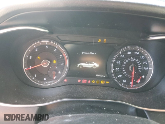 2019 Genesis G70 Advanced with VIN KMTG34LA4KU012313, listed as a Copart auction lot 47349625 with 158,507 mi miles and Salvage title. Bid and sale history available at DreamBid. Image 9.