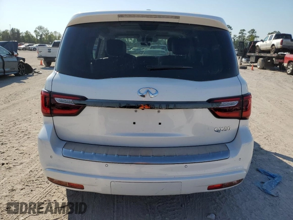 2021 Infiniti QX80 LUXE with VIN JN8AZ2AF2M9715442, listed as a Copart auction lot 75329304 with 26,125 mi miles and Salvage Title. Bid and sale history available at carsss.com. Image 6.