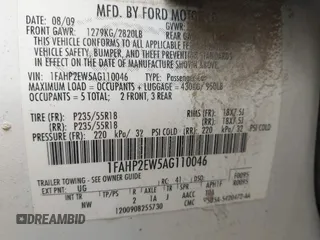 2010 Ford Taurus SEL с VIN 1FAHP2EW5AG110046, выставлен на аукционе IAAI как лот 41993177 с пробегом 221 960 миль миль и . История ставок и продаж доступна на DreamBid. Изображение 9.