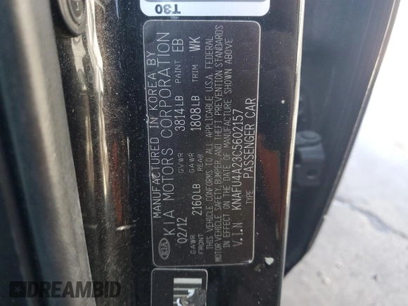 2012 Kia Forte EX with VIN KNAFU4A23C5602157, listed as a Copart auction lot 71222994 with 82,363 mi miles and Salvage Title. Bid and sale history available at carsss.com. Image 12.