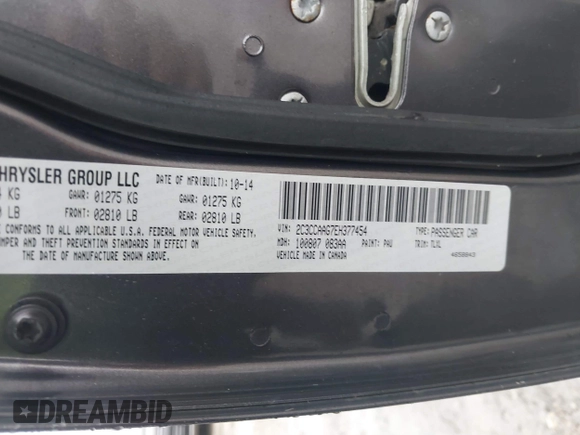 2014 Chrysler 300 with VIN 2C3CCAAG7EH377454, listed as a IAAI auction lot 41964310 with 277,209 mi miles. Bid and sale history available at carsss.com. Image 9.