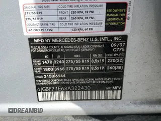 2008 Mercedes-Benz GL-Class 4.6L with VIN 4JGBF71E68A322430, listed as a Copart auction lot 52541825 with 173,592 mi miles and Salvage Title. Bid and sale history available at carsss.com. Image 13.