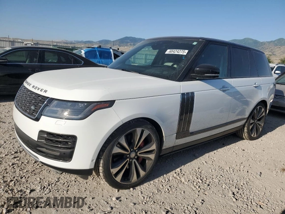2020 Land Rover Range Rover SV Autobiography Dynamic with VIN SALGW2RE5LA575063, listed as a Copart auction lot 60424275 with 81,501 mi miles and Salvage title. Bid and sale history available at DreamBid. Image 1.