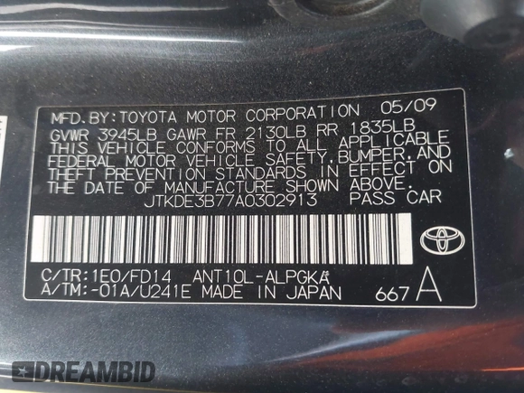 2010 Scion tC z VIN JTKDE3B77A0302913, wystawiony jako IAAI lot #42148963 z przebiegiem 117 394 mil mil oraz . Historia ofert i sprzedaży dostępna na DreamBid. Obrazek 9.