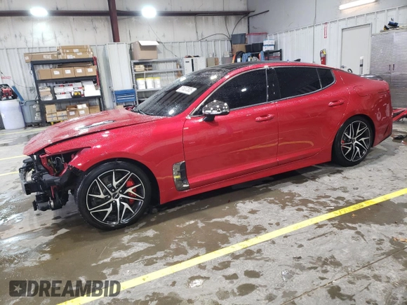 2018 Kia Stinger GT2 with VIN KNAE55LC7J6011762, listed as a Copart auction lot 51837305 with 63,897 mi miles and Salvage Title. Bid and sale history available at carsss.com. Image 1.