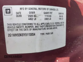 2000 Chevrolet Impala LS z VIN 2G1WH55K8Y9115854, wystawiony jako IAAI lot #42396396 z przebiegiem 100 711 mil mil oraz . Historia ofert i sprzedaży dostępna na DreamBid. Obrazek 9.