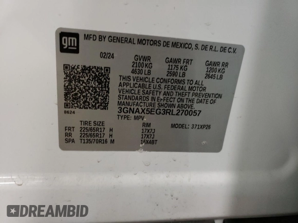 2024 Chevrolet Equinox LS with VIN 3GNAX5EG3RL270057, listed as a Copart auction lot 42299695 with 10,868 mi miles and Salvage Title. Bid and sale history available at carsss.com. Image 14.