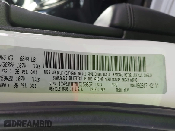 2020 Jeep Grand Cherokee Limited X z VIN 1C4RJFBT9LC150657, wystawiony jako IAAI lot #41529134 z przebiegiem 60 531 mil mil oraz . Historia ofert i sprzedaży dostępna na DreamBid. Obrazek 9.