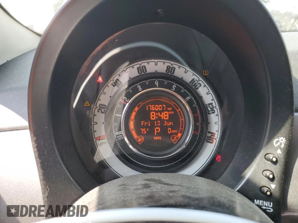 2013 FIAT 500 Pop with VIN 3C3CFFAR2DT554794, listed as a Copart auction lot 60894085 with 176,007 mi miles and Salvage title. Bid and sale history available at DreamBid. Image 9.