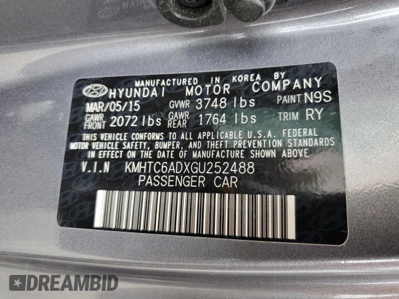 2016 Hyundai Veloster with VIN KMHTC6ADXGU252488, listed as a Copart auction lot 65415583 with 53,482 mi miles. Bid and sale history available at carsss.com. Image 13.