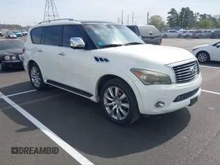 2012 Infiniti QX56 7-passenger with VIN JN8AZ2NF4C9515736, listed as a IAAI auction lot 41919275 with 138,708 mi miles. Bid and sale history available at carsss.com. Image 1.