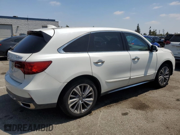 2017 Acura MDX Technology z VIN 5J8YD3H55HL000368, wystawiony jako Copart lot #54911825 z przebiegiem 38 710 mil mil oraz Szkoda całkowita • Salvage title. Historia ofert i sprzedaży dostępna na DreamBid. Obrazek 3.