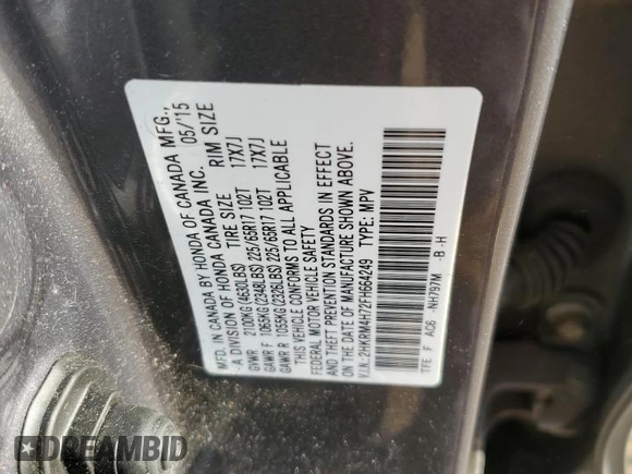 2015 Honda CR-V EX-L with VIN 2HKRM4H72FH664249, listed as a Copart auction lot 51436325 with 198,551 mi miles and Salvage Title. Bid and sale history available at carsss.com. Image 13.