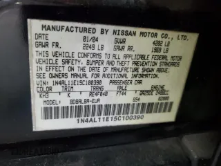 2005 Nissan Altima 2.5 z VIN 1N4AL11E15C100390, wystawiony jako Copart lot #59293435 z przebiegiem 172 157 mil mil oraz Szkoda całkowita • Salvage title. Historia ofert i sprzedaży dostępna na DreamBid. Obrazek 12.
