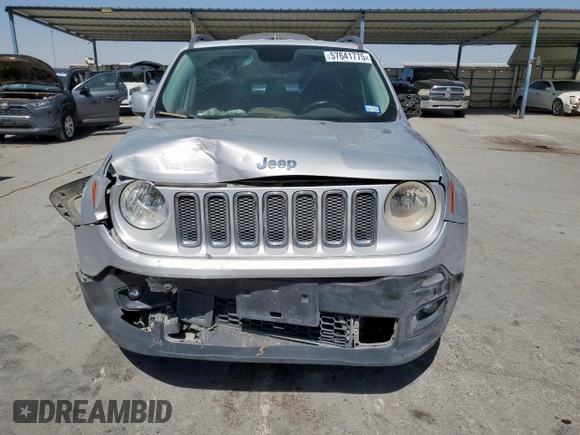 2017 Jeep Renegade Latitude with VIN ZACCJABB6HPE61224, listed as a Copart auction lot 57641775 with 127,078 mi miles and Salvage title. Bid and sale history available at DreamBid. Image 5.