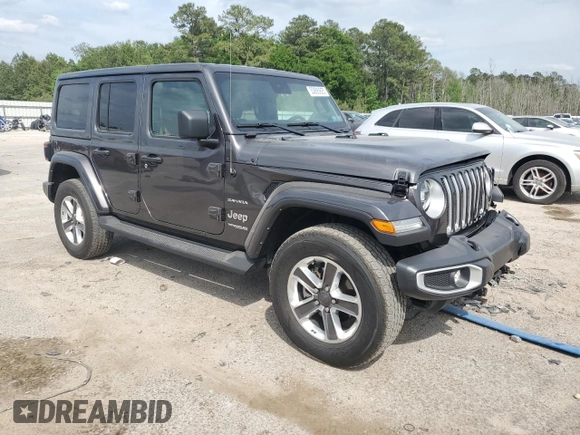 2022 Jeep Wrangler Unlimited Sahara with VIN 1C4HJXEG1NW156485, listed as a Copart auction lot 53895925 with 45,564 mi miles and Salvage title. Bid and sale history available at DreamBid. Image 4.
