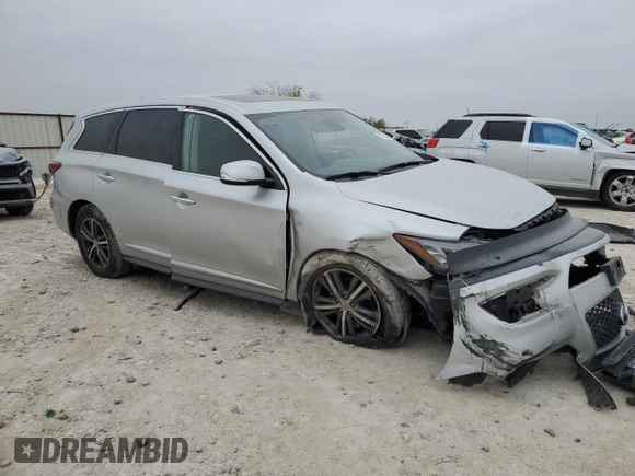 2019 Infiniti QX60 PURE with VIN 5N1DL0MM9KC552423, listed as a Copart auction lot 82130374 with 55,312 mi miles and Salvage Title. Bid and sale history available at carsss.com. Image 4.