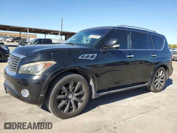 2012 Infiniti QX56 7-passenger with VIN JN8AZ2NF8C9515240, listed as a Copart auction lot 80625364 with 106,945 mi miles and Clean Title. Bid and sale history available at carsss.com. Image 1.