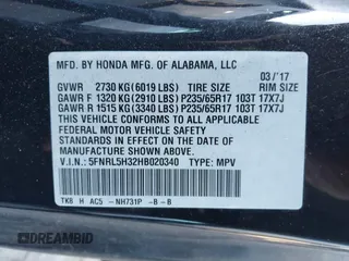 2017 Honda Odyssey SE with VIN 5FNRL5H32HB020340, listed as a IAAI auction lot 41884146 with 45,822 mi miles and . Bid and sale history available at carsss.com. Image 9.