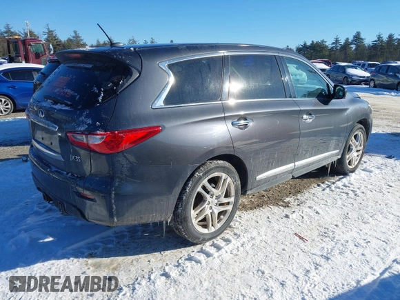 2013 Infiniti JX35 with VIN 5N1AL0MM6DC314048, listed as a IAAI auction lot 41393672 with 158,073 mi miles. Bid and sale history available at carsss.com. Image 4.