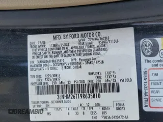2009 Lincoln MKZ with VIN 3LNHM26T19R635810, listed as a Copart auction lot 58265475 with 192,707 mi miles and Clean title. Bid and sale history available at DreamBid. Image 13.