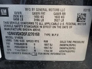 2015 Chevrolet Traverse LT with VIN 1GNKVGKD5FJ276168, listed as a Copart auction lot 78039714 with 101,868 mi miles and Salvage Title. Bid and sale history available at DreamBid. Image 13.
