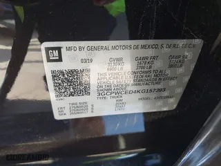 2019 Chevrolet Silverado 1500 LT with VIN 3GCPWCED4KG157393, listed as a IAAI auction lot 41363716 with 91,021 mi miles. Bid and sale history available at carsss.com. Image 9.
