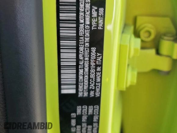 2017 Jeep Renegade Limited with VIN ZACCJBDB1HPF60648, listed as a Copart auction lot 59906885 with 128,477 mi miles and Salvage title. Bid and sale history available at DreamBid. Image 14.