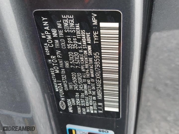 2024 Hyundai Palisade XRT with VIN KM8R34GEXRU798595, listed as a Copart auction lot 88779535 with 16,994 mi miles and Salvage Title. Bid and sale history available at carsss.com. Image 15.