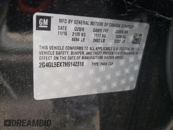 2017 Buick Regal Sport Touring с VIN 2G4GL5EX7H9142318, выставлен на аукционе Copart как лот 62061375 с пробегом 31 053 миль миль и Списание • Salvage title. История ставок и продаж доступна на DreamBid. Изображение 12.