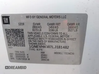 2020 Chevrolet Traverse LT with VIN 1GNEVHKW7LJ181482, listed as a IAAI auction lot 42486716 with Not provided miles and . Bid and sale history available at DreamBid. Image 9.