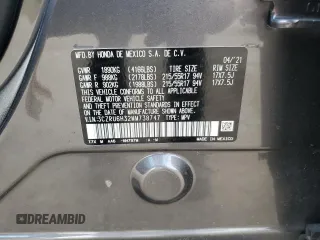 2021 Honda HR-V LX with VIN 3CZRU6H32MM738747, listed as a Copart auction lot 49555795 with 43,316 mi miles and Salvage Title. Bid and sale history available at carsss.com. Image 14.