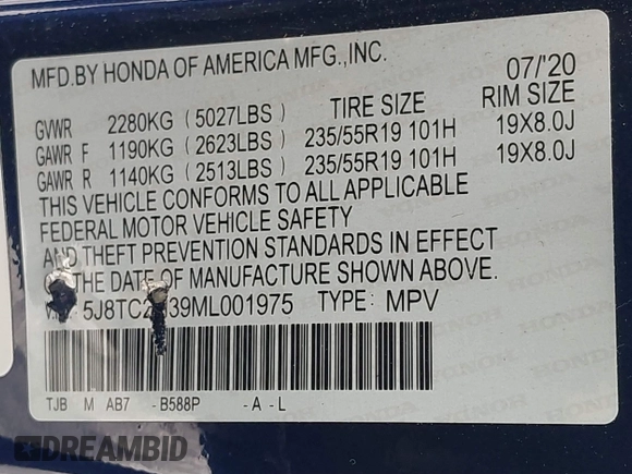 2021 Acura RDX with VIN 5J8TC2H39ML001975, listed as a IAAI auction lot 41508146 with 44,287 mi miles and . Bid and sale history available at DreamBid. Image 9.