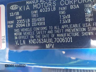 2020 Kia Soul GT-Line with VIN KNDJ63AUXL7006101, listed as a IAAI auction lot 41588640 with 41,003 mi miles. Bid and sale history available at carsss.com. Image 9.