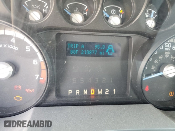 2011 Ford F-350 XL with VIN 1FTRF3B62BEA42474, listed as a Copart auction lot 53063855 with 210,877 mi miles and Salvage title. Bid and sale history available at DreamBid. Image 9.