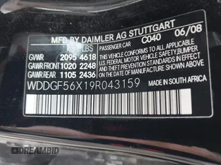 2009 Mercedes-Benz C-Class 3.5L Sport with VIN WDDGF56X19R043159, listed as a IAAI auction lot 41910010 with 173,817 mi miles. Bid and sale history available at carsss.com. Image 9.
