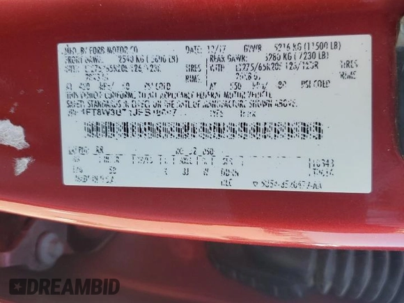 2018 Ford F-350 XL with VIN 1FT8W3BT1JEB18007, listed as a Copart auction lot 51162095 with 229,633 mi miles and Clean Title. Bid and sale history available at DreamBid. Image 12.