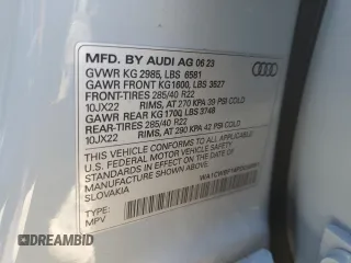 2023 Audi SQ8 Prestige z VIN WA1CWBF14PD038691, wystawiony jako Copart lot #54575395 z przebiegiem 8762 mil mil oraz Szkody całkowita. Historia ofert i sprzedaży dostępna na DreamBid. Obrazek 14.
