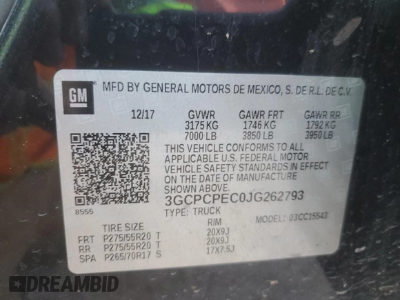 2018 Chevrolet Silverado 1500 Custom with VIN 3GCPCPEC0JG262793, listed as a Copart auction lot 47497155 with 156,871 mi miles and Clean Title. Bid and sale history available at DreamBid. Image 12.
